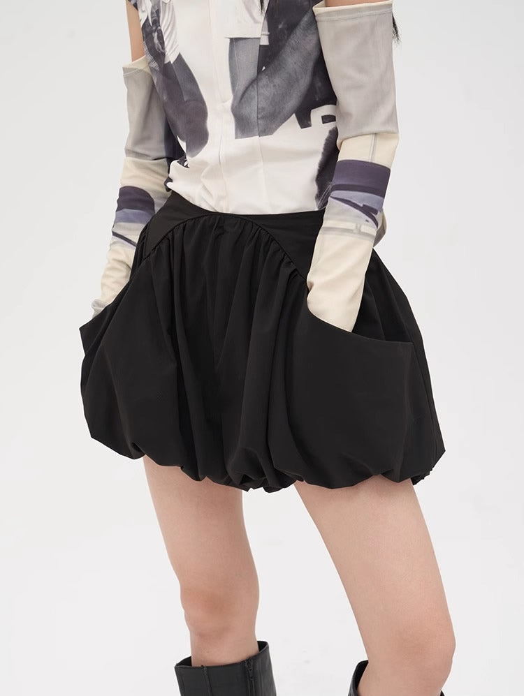 Balloon Bubble Skirt Pants High Waist Loose Shorts [ID:0546SK]