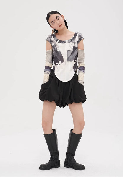 Balloon Bubble Skirt Pants High Waist Loose Shorts [ID:0546SK]