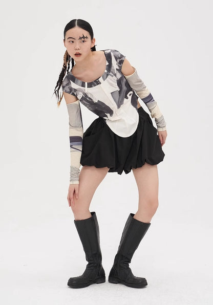 Balloon Bubble Skirt Pants High Waist Loose Shorts [ID:0546SK]