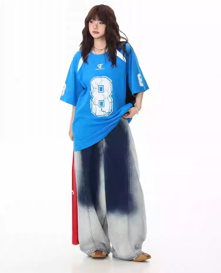 Washed Gradient Curved Blade Wide-Leg Denim Pants [ID:0547PA]