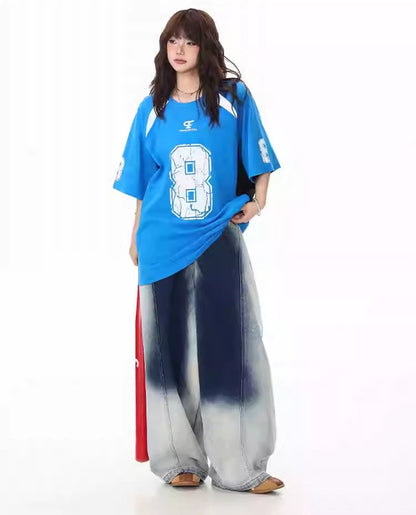 Washed Gradient Curved Blade Wide-Leg Denim Pants [ID:0547PA]