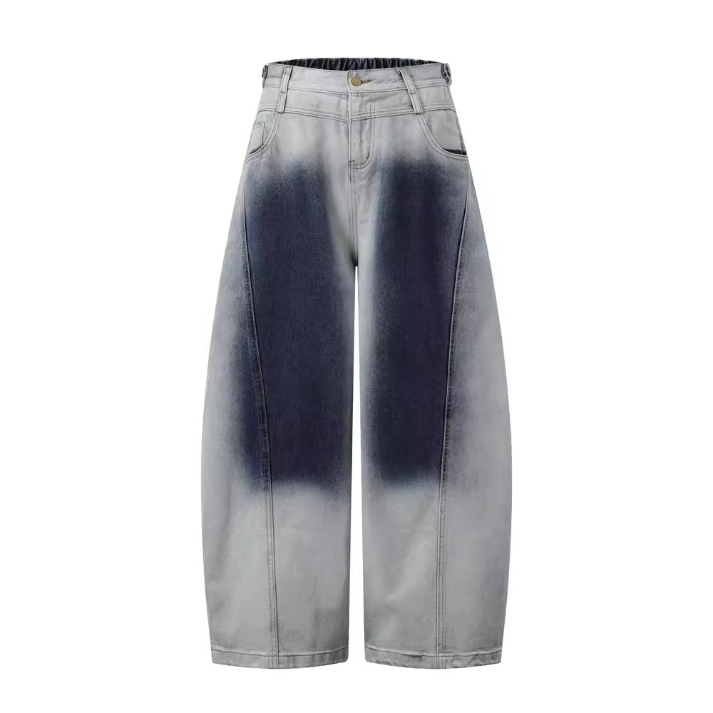 Washed Gradient Curved Blade Wide-Leg Denim Pants [ID:0547PA]