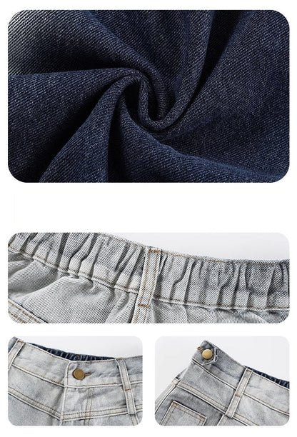 Washed Gradient Curved Blade Wide-Leg Denim Pants [ID:0547PA]