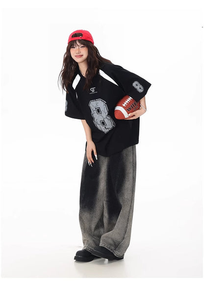 Washed Gradient Curved Blade Wide-Leg Denim Pants [ID:0547PA]