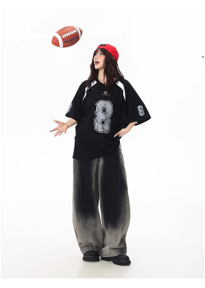 Washed Gradient Curved Blade Wide-Leg Denim Pants [ID:0547PA]