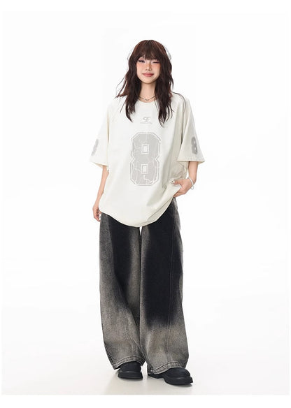 Washed Gradient Curved Blade Wide-Leg Denim Pants [ID:0547PA]