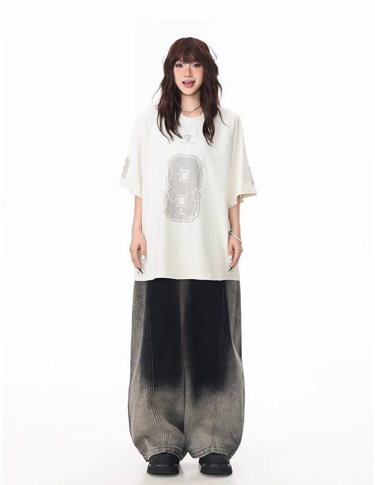 Washed Gradient Curved Blade Wide-Leg Denim Pants [ID:0547PA]