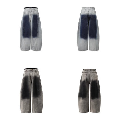 Washed Gradient Curved Blade Wide-Leg Denim Pants [ID:0547PA]
