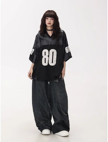 Distressed Washed Deconstructed Blade-Cut Denim Pants [ID:0549PA]