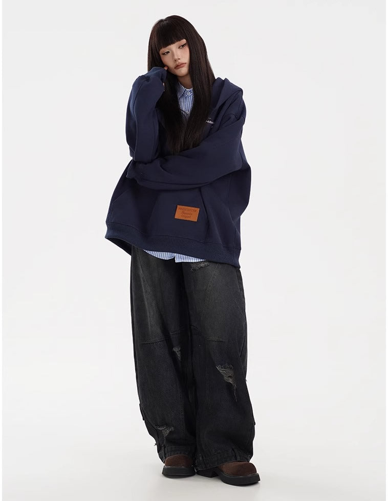 Distressed Washed Deconstructed Blade-Cut Denim Pants [ID:0549PA]