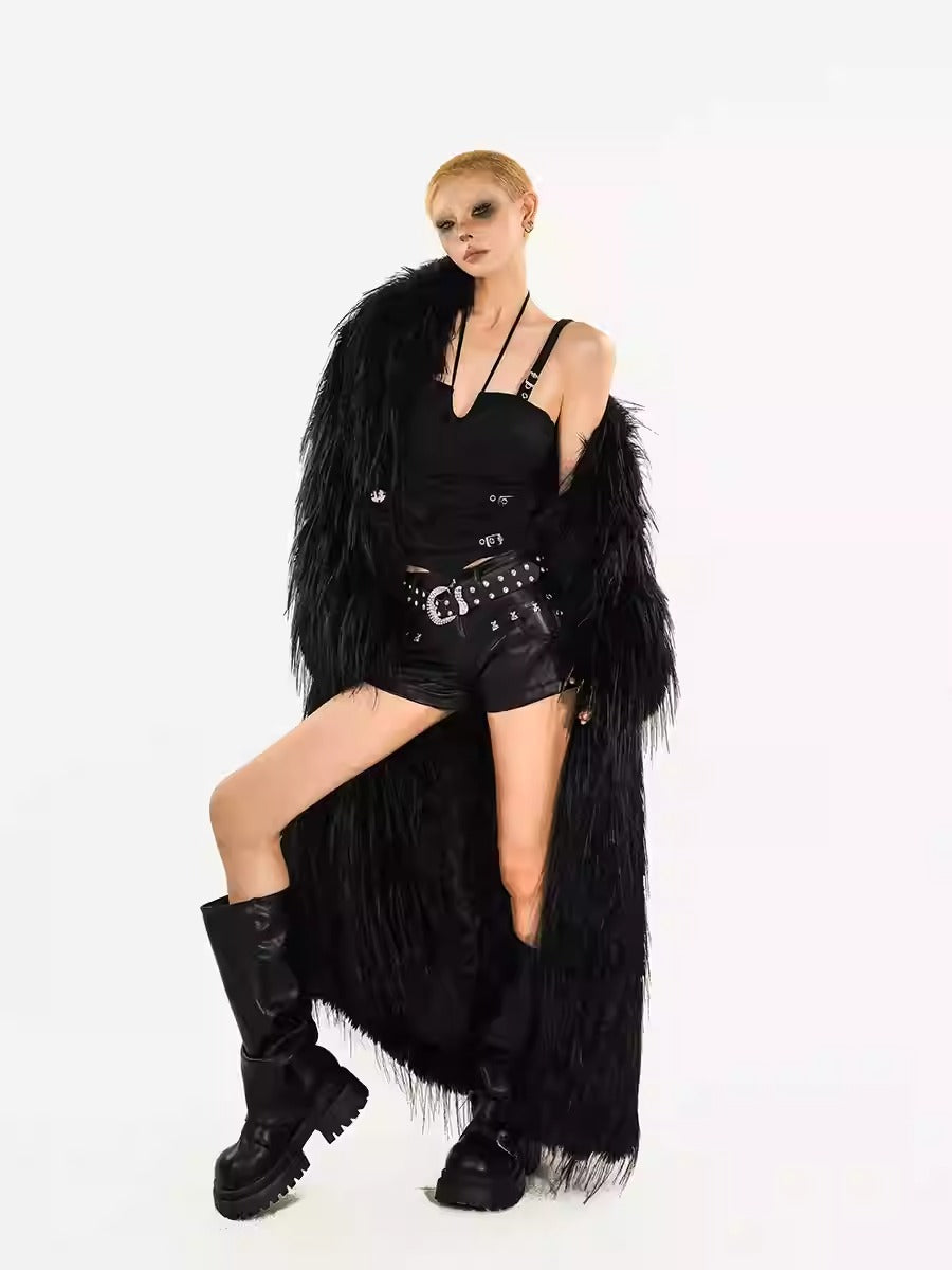 Metal Hardware Black Faux Leather Fitted Mini Shorts
 [ID:0552PA]