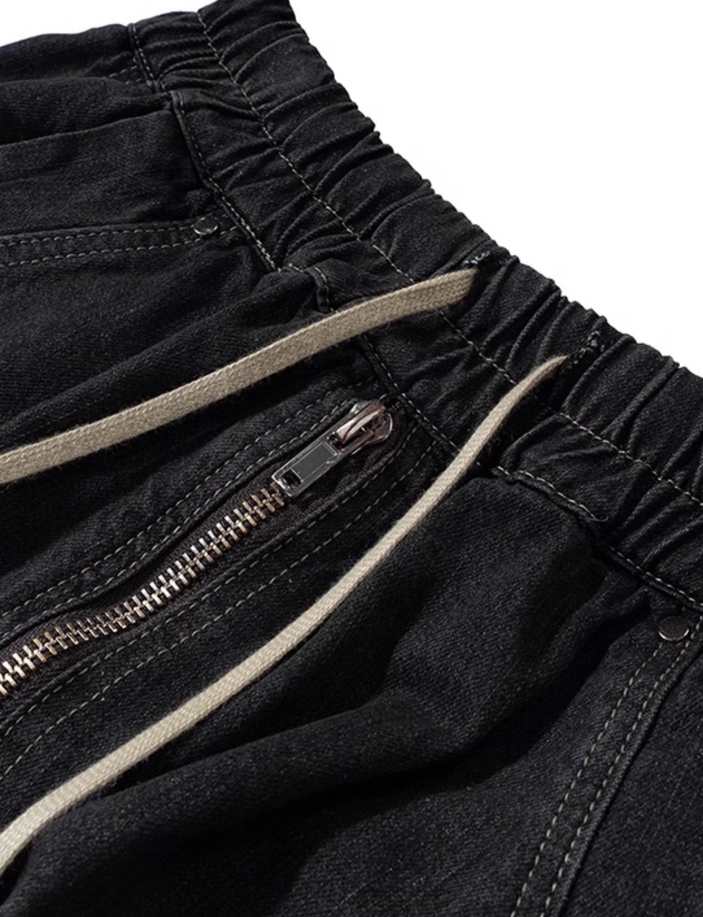 Washed Gradient Drawstring Multi-Pocket Denim Cargo Shorts
 [ID:0554PA]