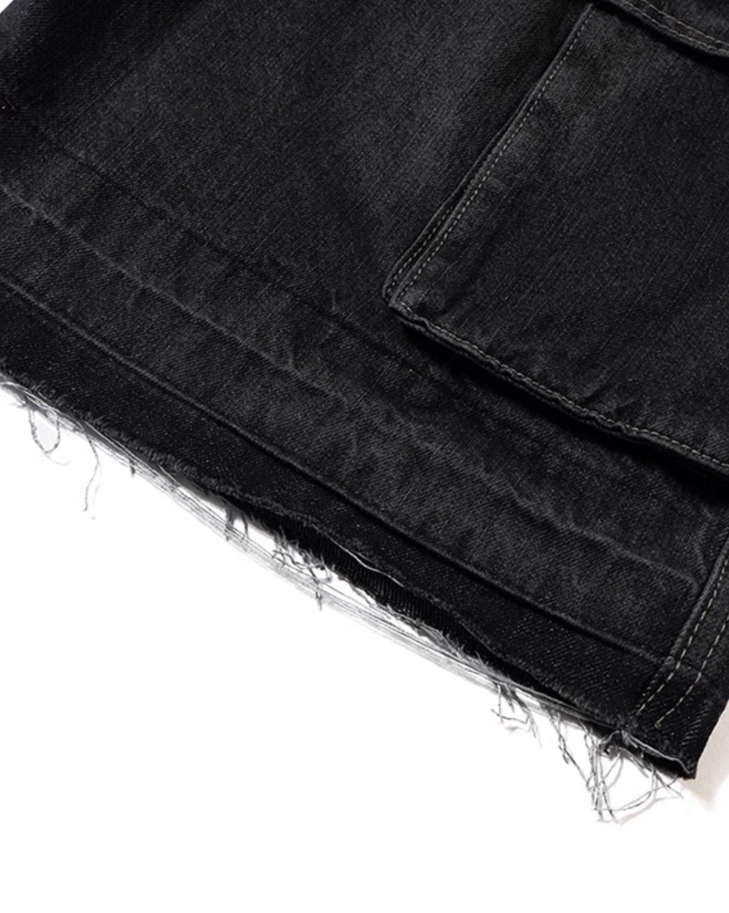 Washed Gradient Drawstring Multi-Pocket Denim Cargo Shorts
 [ID:0554PA]