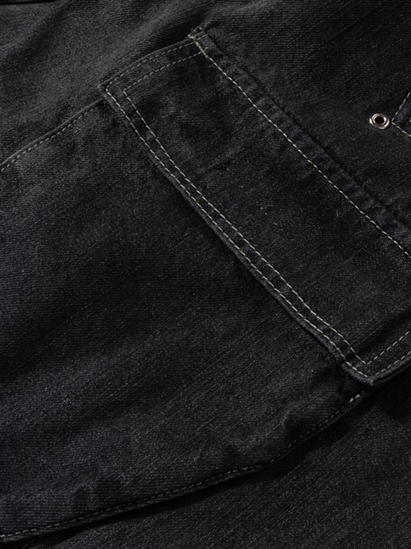 Washed Gradient Drawstring Multi-Pocket Denim Cargo Shorts
 [ID:0554PA]