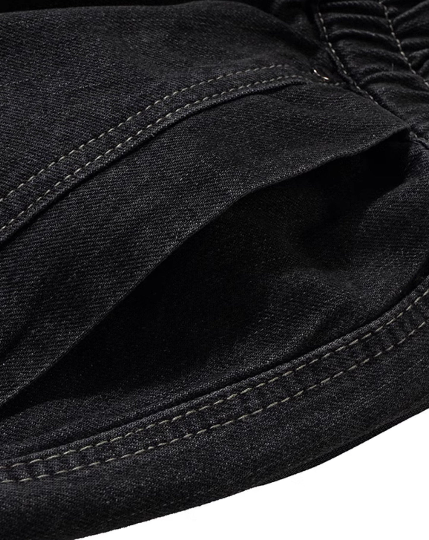 Washed Gradient Drawstring Multi-Pocket Denim Cargo Shorts
 [ID:0554PA]