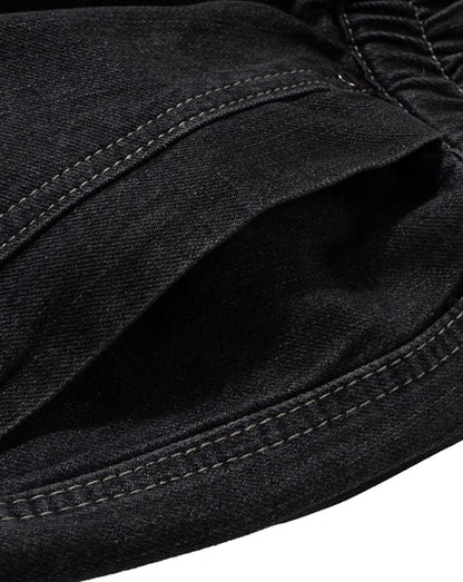 Washed Gradient Drawstring Multi-Pocket Denim Cargo Shorts
 [ID:0554PA]