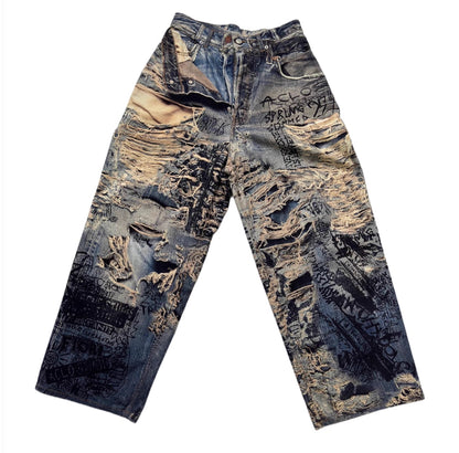 3D Illusion Full-Print Oversized Loose Fit Denim Pants [ID:0557PA]