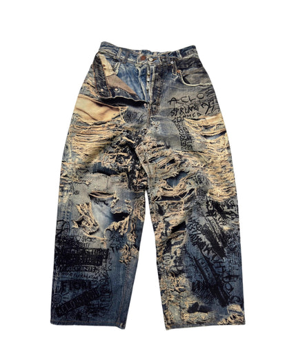 3D Illusion Full-Print Oversized Loose Fit Denim Pants [ID:0557PA]