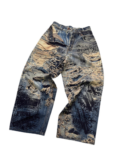 3D Illusion Full-Print Oversized Loose Fit Denim Pants [ID:0557PA]