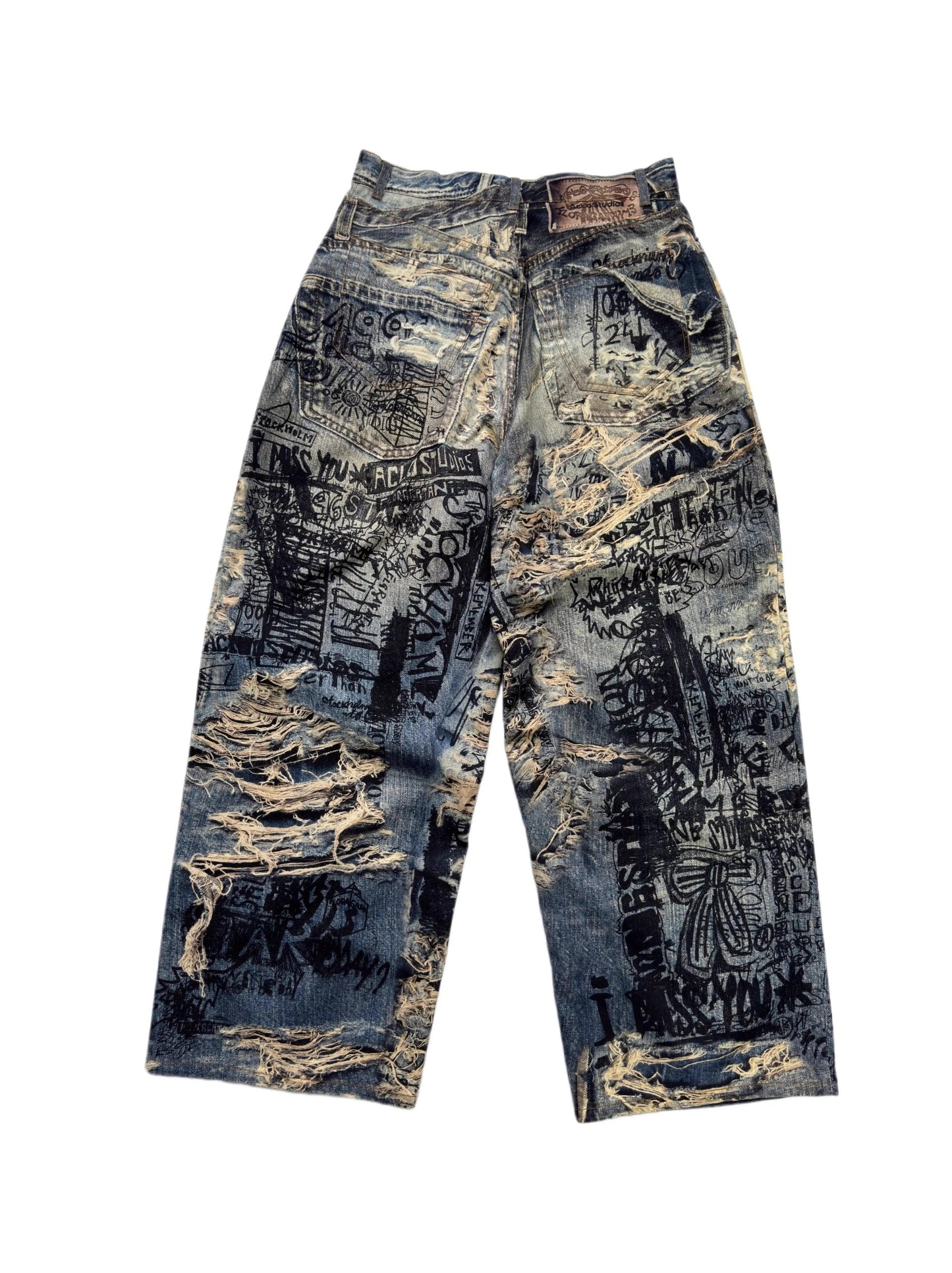 3D Illusion Full-Print Oversized Loose Fit Denim Pants [ID:0557PA]