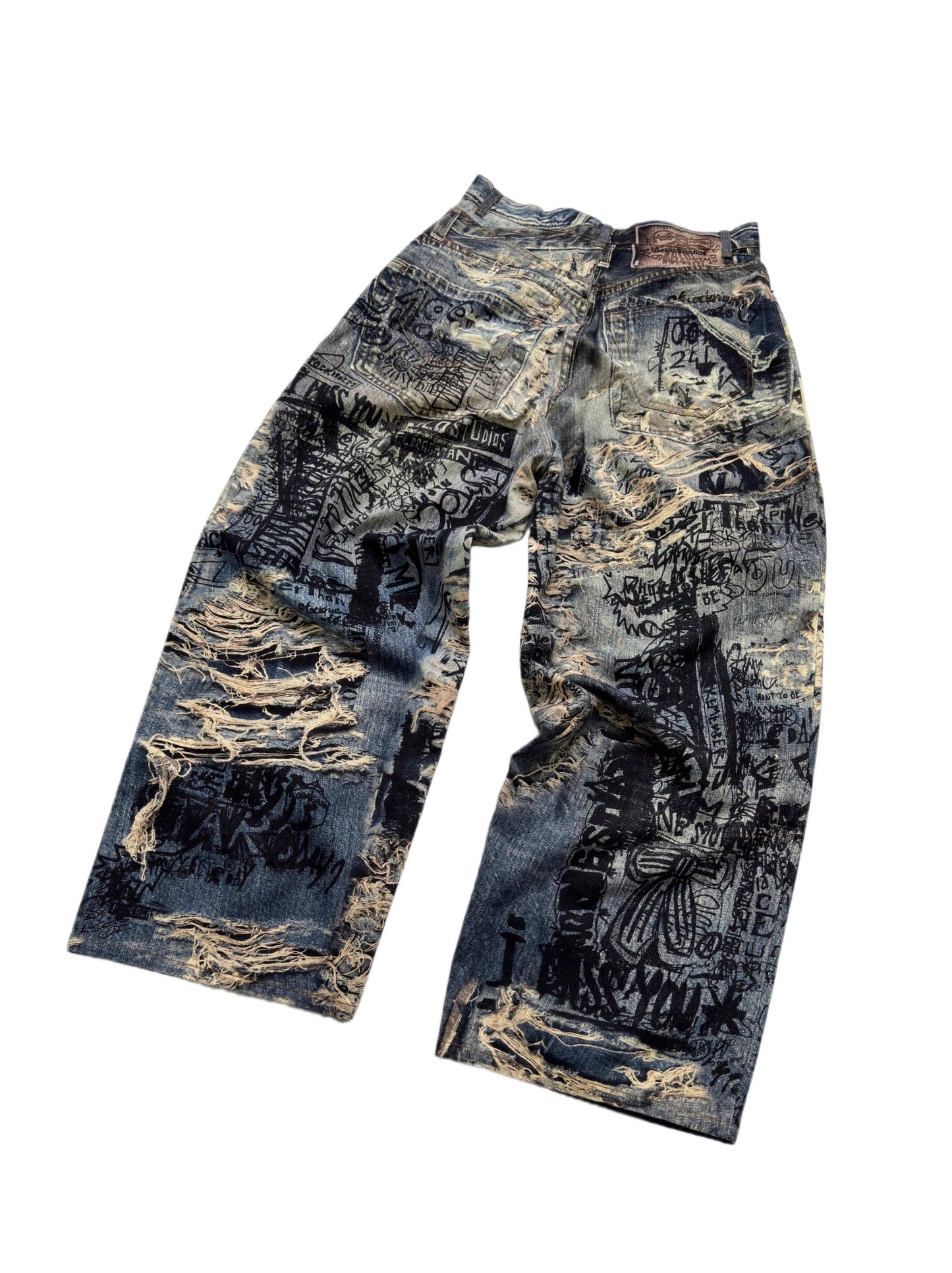 3D Illusion Full-Print Oversized Loose Fit Denim Pants [ID:0557PA]
