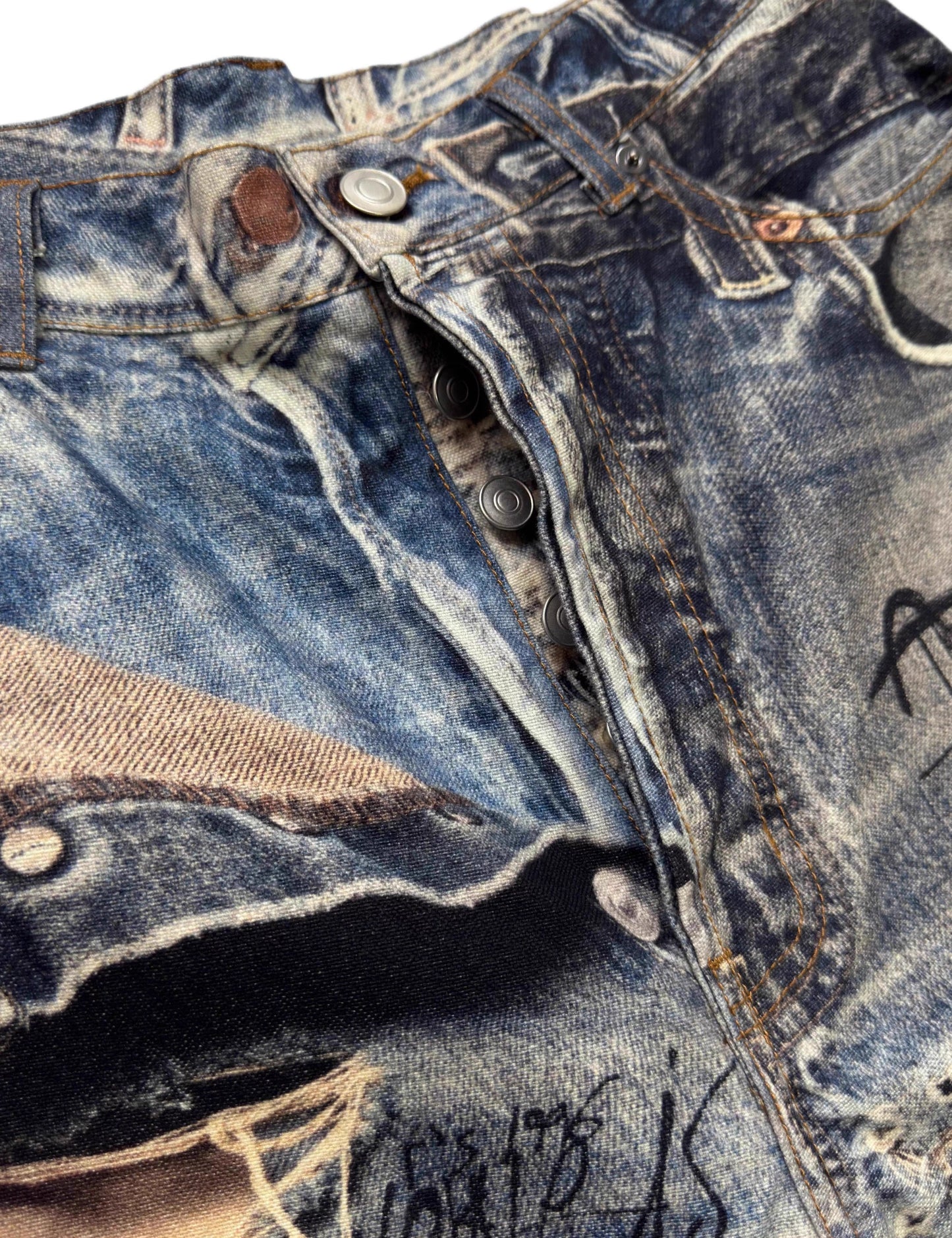 3D Illusion Full-Print Oversized Loose Fit Denim Pants [ID:0557PA]