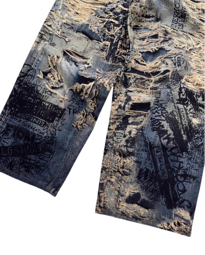 3D Illusion Full-Print Oversized Loose Fit Denim Pants [ID:0557PA]