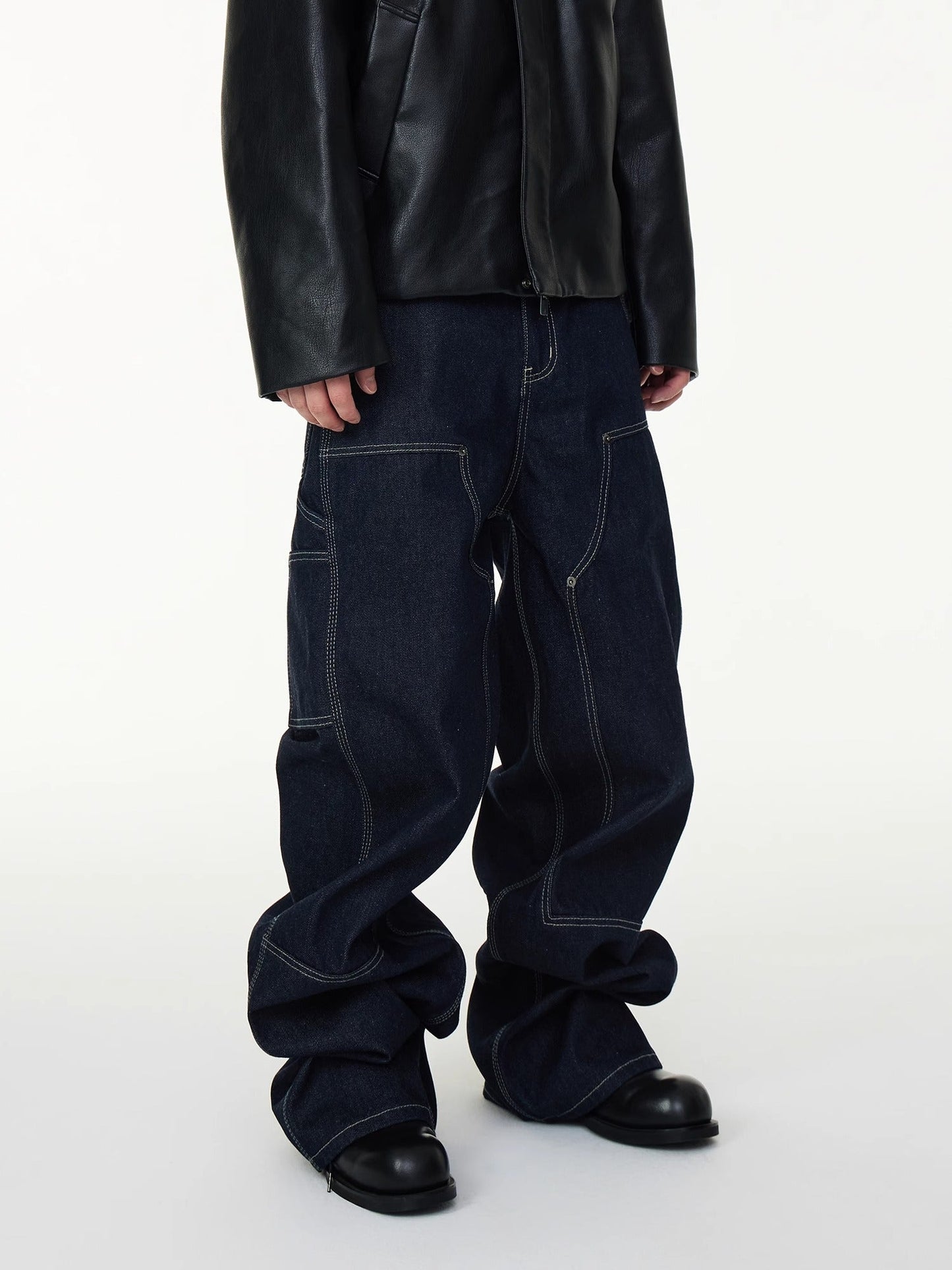 Triple Stitch Rigid Denim Double Knee Work Pants
 [ID:0558PA]