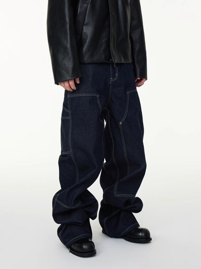 Triple Stitch Rigid Denim Double Knee Work Pants
 [ID:0558PA]