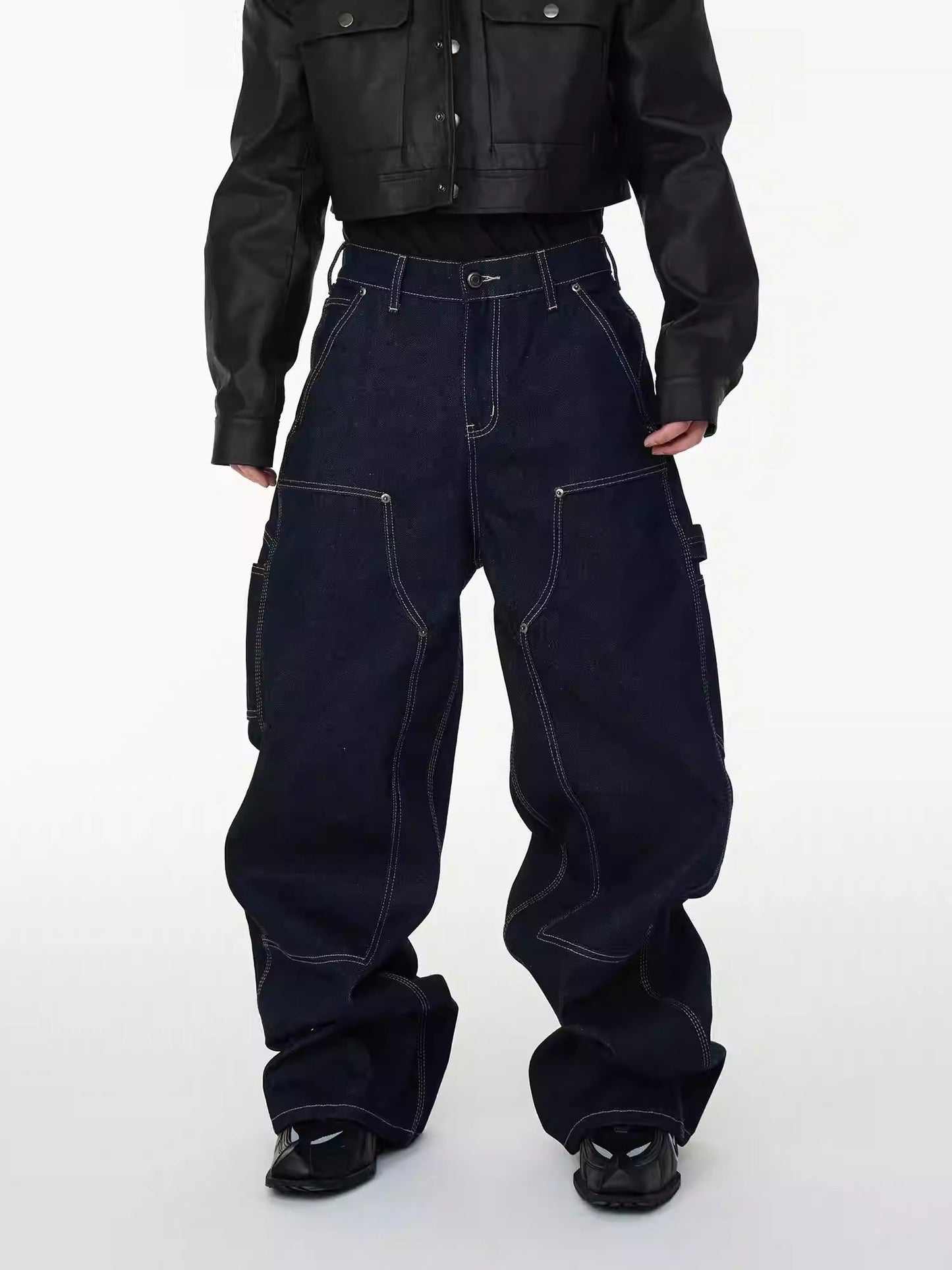 Triple Stitch Rigid Denim Double Knee Work Pants
 [ID:0558PA]