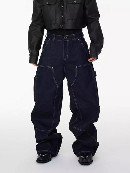 Triple Stitch Rigid Denim Double Knee Work Pants
 [ID:0558PA]