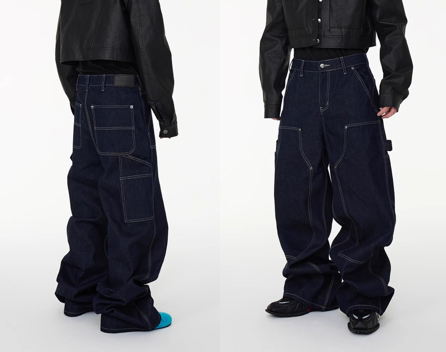 Triple Stitch Rigid Denim Double Knee Work Pants
 [ID:0558PA]