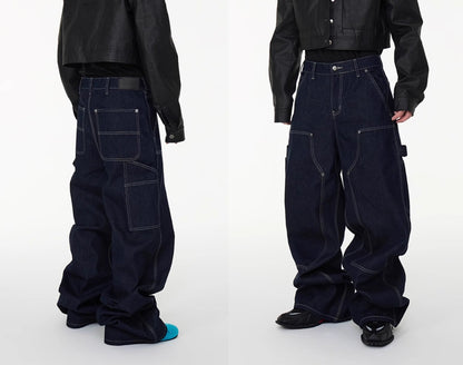 Triple Stitch Rigid Denim Double Knee Work Pants
 [ID:0558PA]