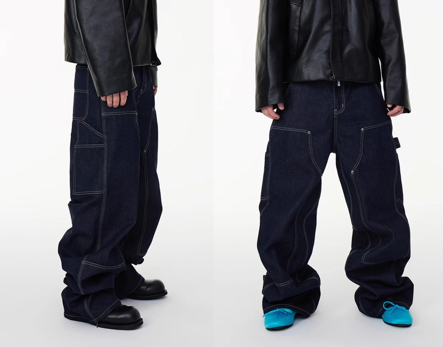 Triple Stitch Rigid Denim Double Knee Work Pants
 [ID:0558PA]