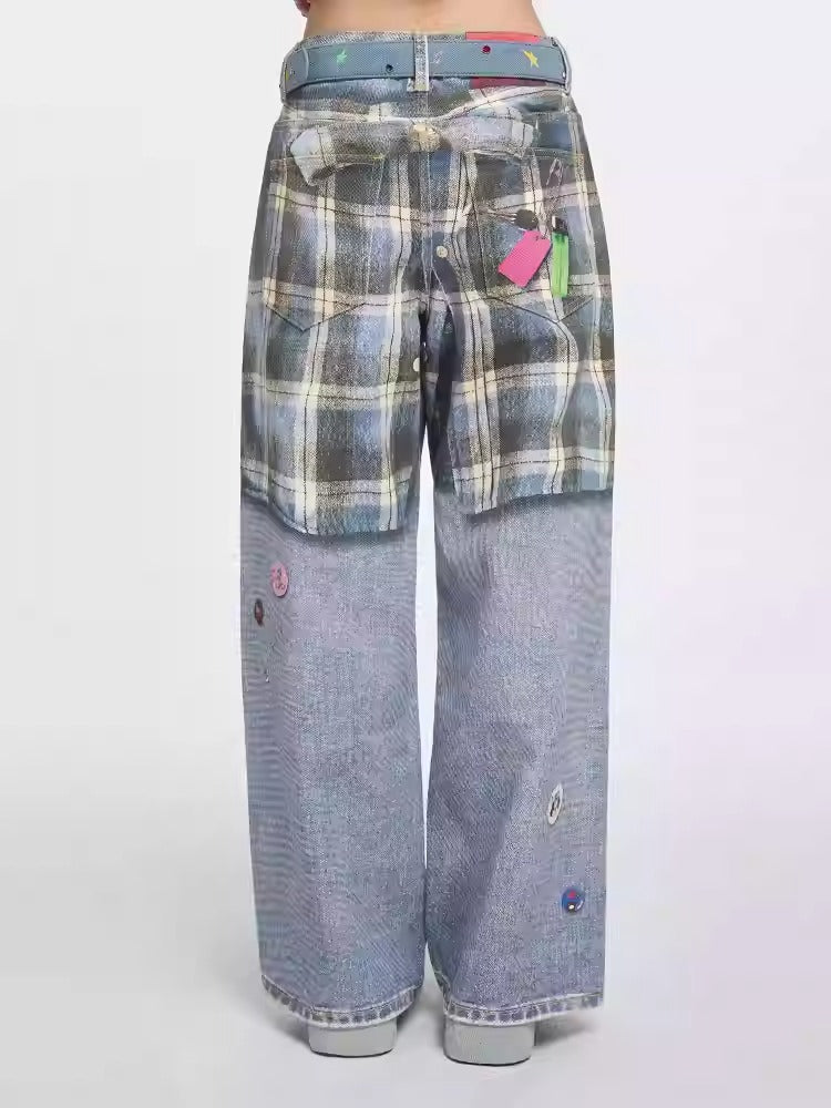 Original Retro Loose 3D Illusion Color Print Pants
 [ID:0559PA]