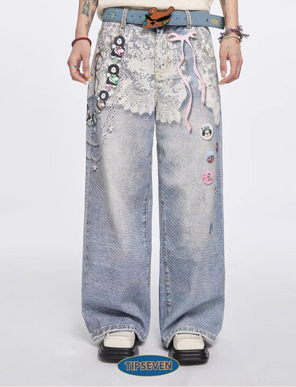 Original Retro Loose 3D Illusion Color Print Pants
 [ID:0559PA]