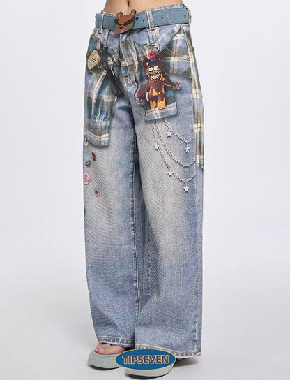 Original Retro Loose 3D Illusion Color Print Pants
 [ID:0559PA]