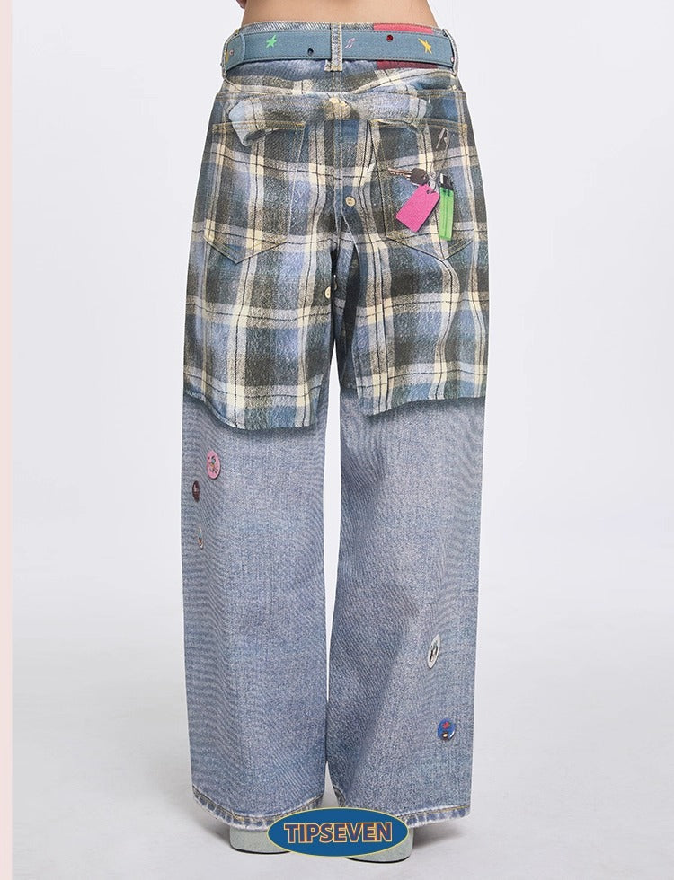 Original Retro Loose 3D Illusion Color Print Pants
 [ID:0559PA]