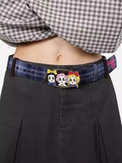 Office Lady Cartoon Plaid Classic Design Belt
 [ID:0560BE]