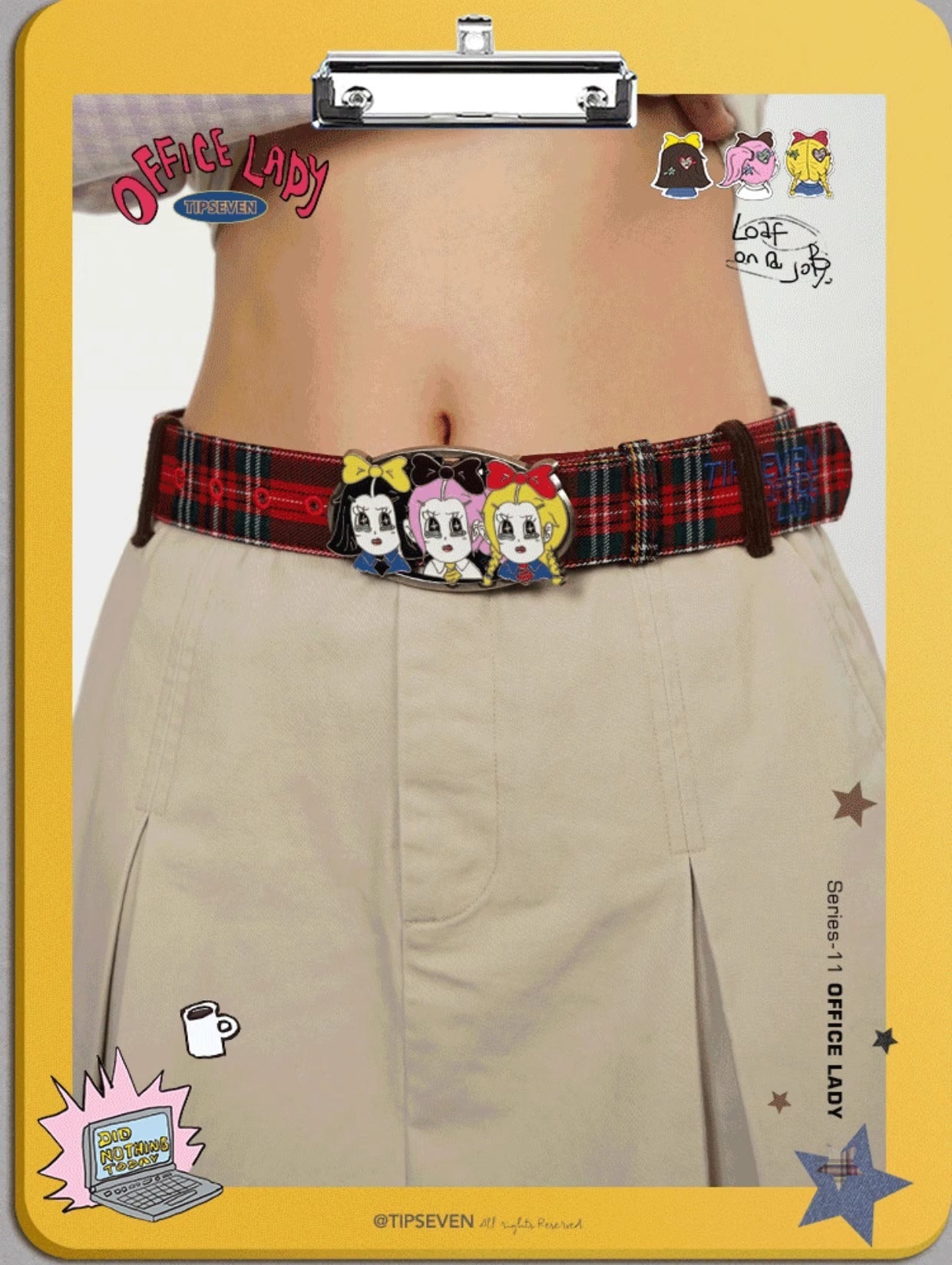 Office Lady Cartoon Plaid Classic Design Belt
 [ID:0560BE]