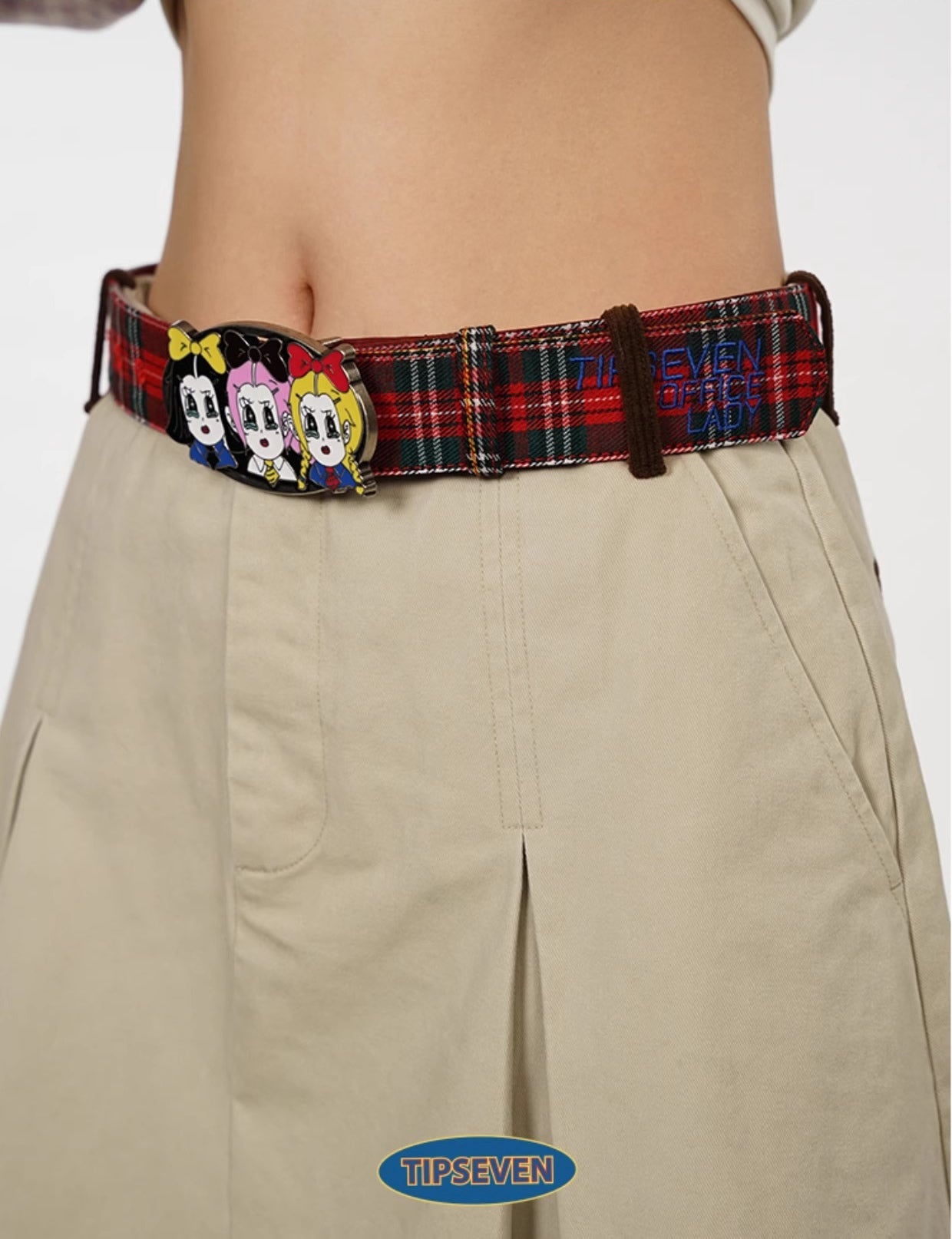 Office Lady Cartoon Plaid Classic Design Belt
 [ID:0560BE]