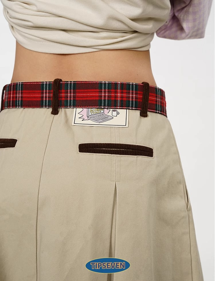Office Lady Cartoon Plaid Classic Design Belt
 [ID:0560BE]