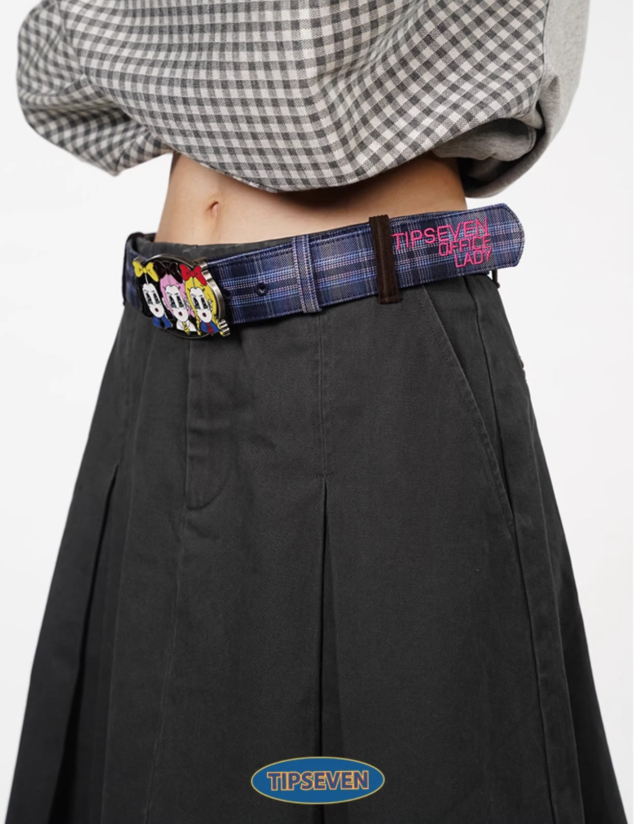Office Lady Cartoon Plaid Classic Design Belt
 [ID:0560BE]