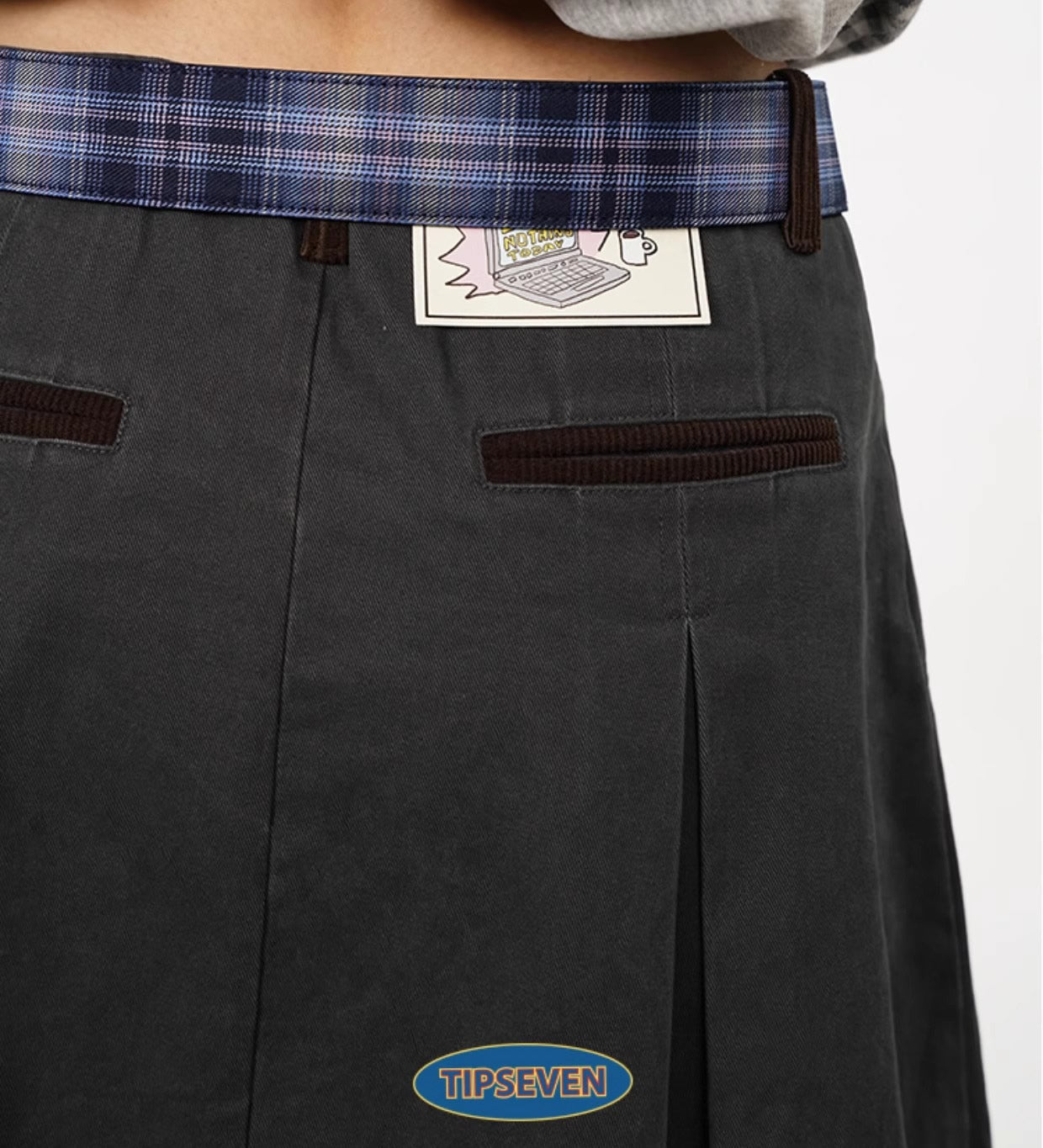 Office Lady Cartoon Plaid Classic Design Belt
 [ID:0560BE]