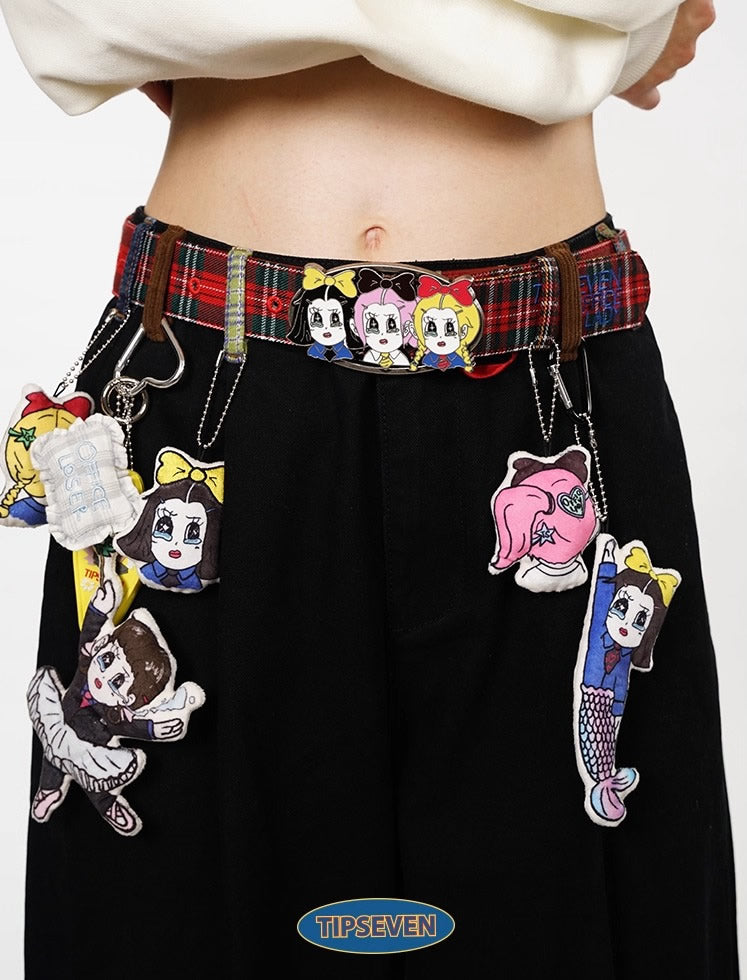 Office Lady Cartoon Plaid Classic Design Belt
 [ID:0560BE]