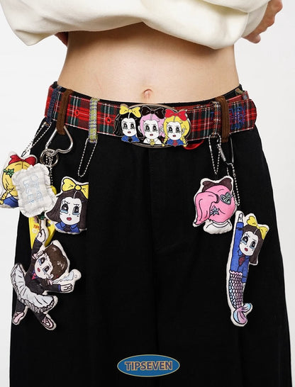 Office Lady Cartoon Plaid Classic Design Belt
 [ID:0560BE]