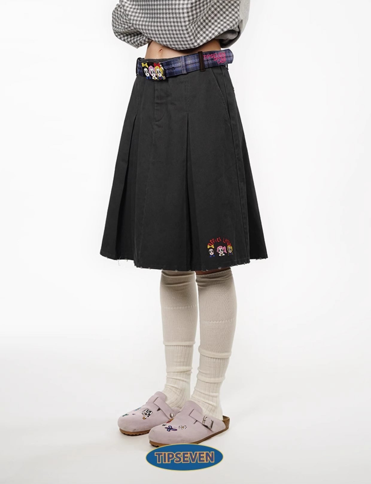 Office Lady Cartoon Plaid Classic Design Belt
 [ID:0560BE]