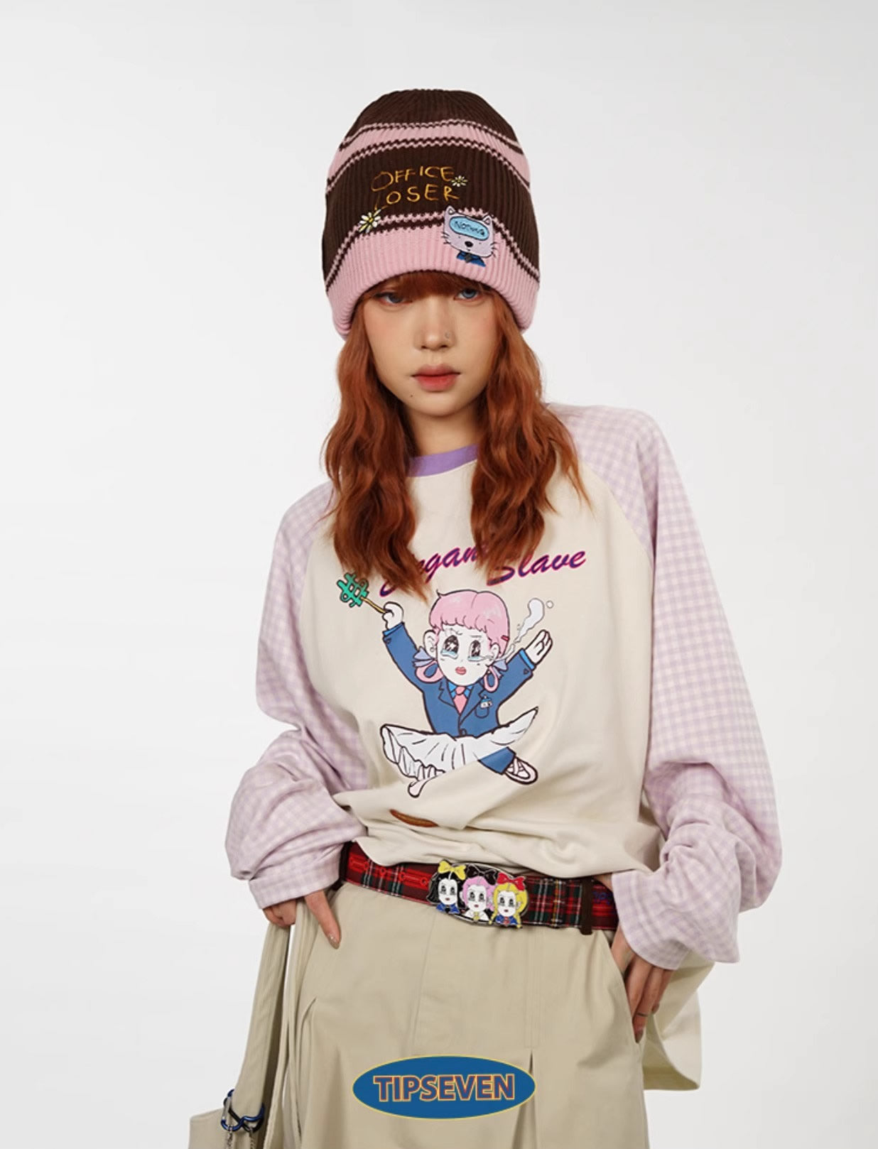 Office Lady Cartoon Plaid Classic Design Belt
 [ID:0560BE]