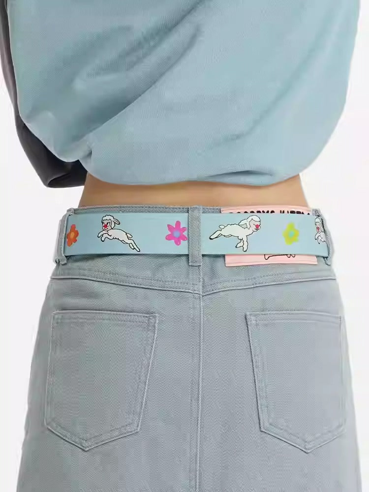 Hand Drawn Cartoon Apple Buckle Leather Belt
 [ID:0561BE]