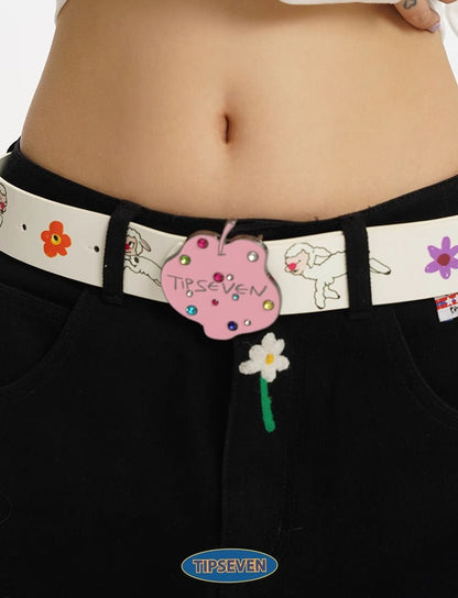 Hand Drawn Cartoon Apple Buckle Leather Belt
 [ID:0561BE]